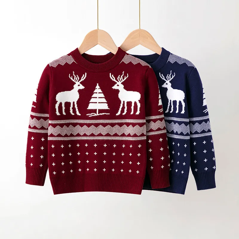 Kids Toddler Boys Girls Fashion Casual Christmas Long Sleeve Round Neck Knitwear