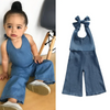 Children Kids Baby Fashion Girls Open-Back Denim Jumpsuit