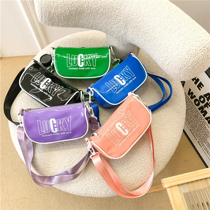 Children Kids Baby Fashion Girls Boys Letter Print Candy Color Crossbody Messenger Bag