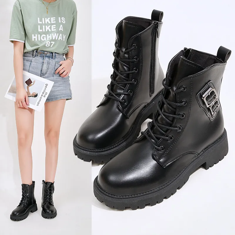 Winter Women Fashion British Style Thick-Soled Round Toe Short Boots