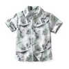 Children Kids Toddlers Fashion Boys Lapel Print Short Sleeve Vacation Shirt