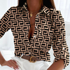 Women'S Fashion Printing Long Sleeve Lapel Single-Breasted Shirt