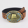 Men Fashion Casual Boho Solid Color Carving PU Metal Buckle Belt