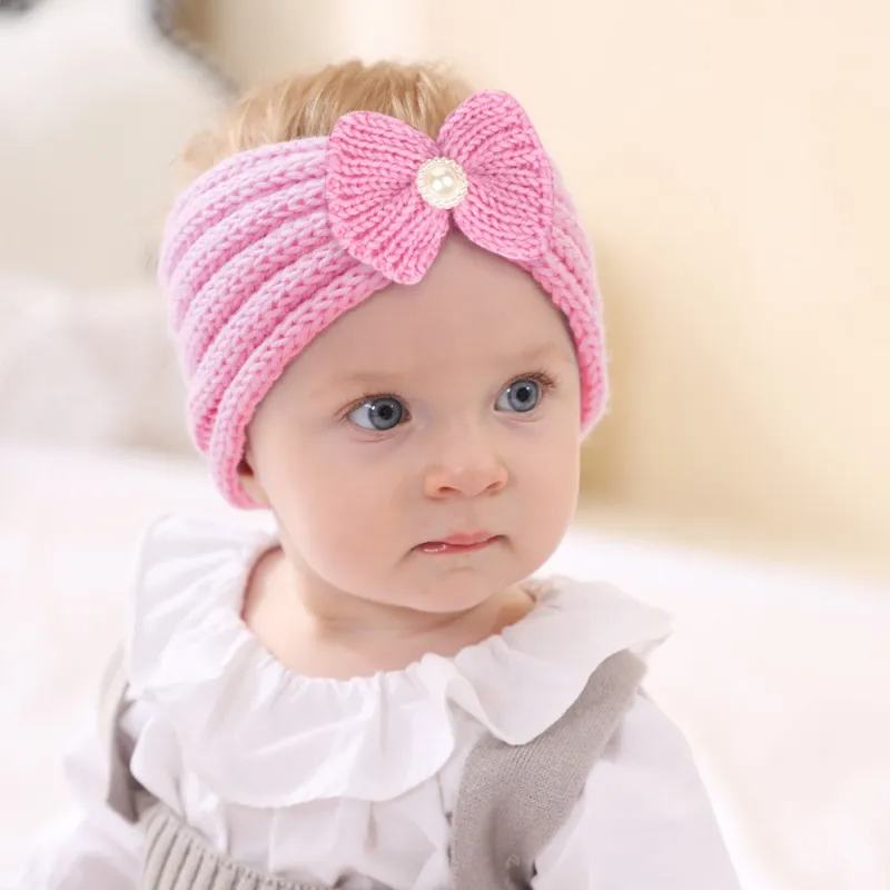 Kids Cute Bowknot Bunny Ears Wool Warm Headband