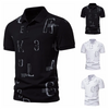 Men Business Casual Letter Print Short Sleeve Lapel Polo Shirt