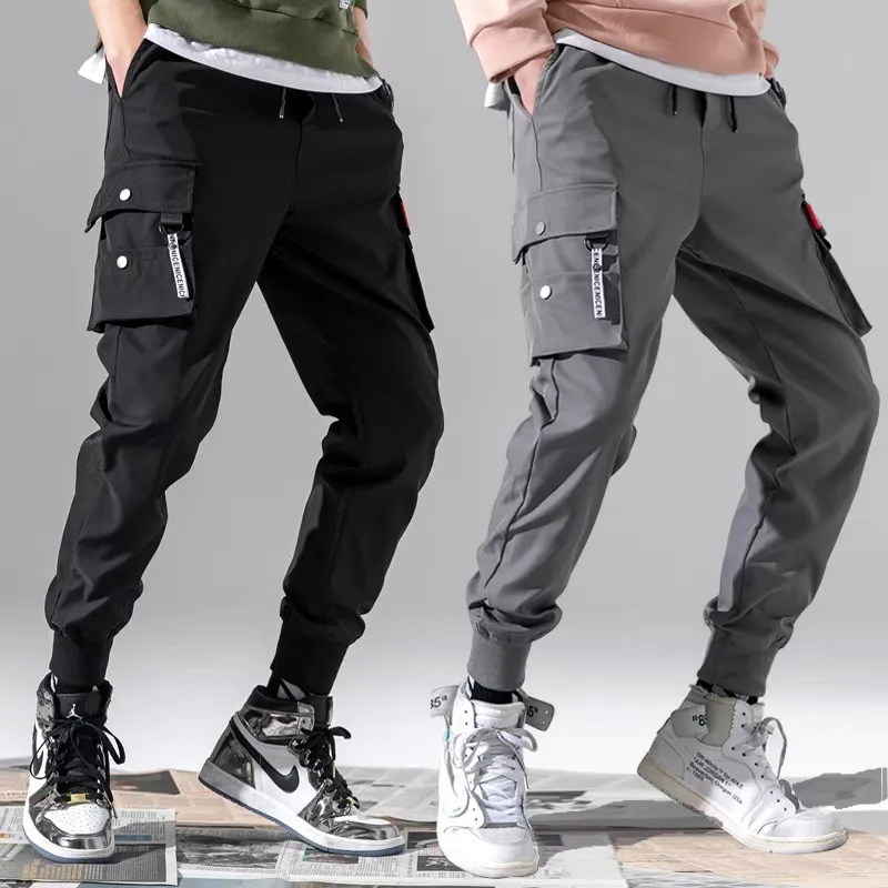 Men Summer Fashion Casual Solid Color Cargo Multi-Pocket Plus Size Woollining Jogger Pants