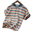 Kids Boys Casual Round Neck Short Sleeve Wide Stripe Loose T-Shirt