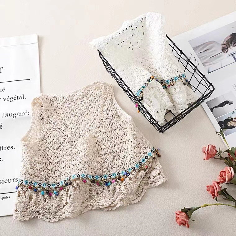 Women Fashion Tassel Hollow Crochet Camisole Top