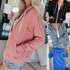 Women Casual Solid Color Zipper Hoodie