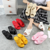 (2 pairs) Women Fashion Solid Color Cross Thick-Soled Wedge Heel Round Toe Slippers