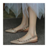 Women Fashion Casual Solid Color Rivet Pointed Toe Low Heel Sandals