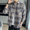 Men'S Casual Plaid Long Sleeve Pocket Loose Shirt