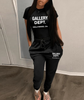 Fashion Women Letter Printed T-Shirt And Casual Sweatpants Two Pieces Set