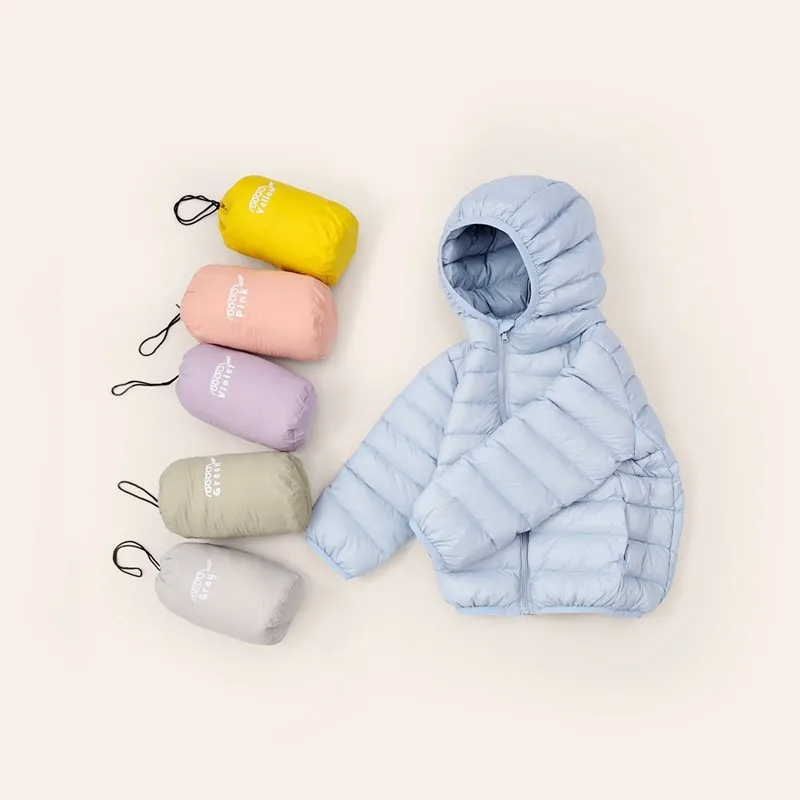 Kids Simple Solid Color Long Sleeve Hooded Warm Down Jacket