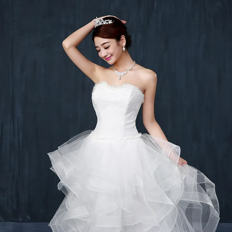 Women Temperament Solid Color Tail Tube Top Wedding Dress