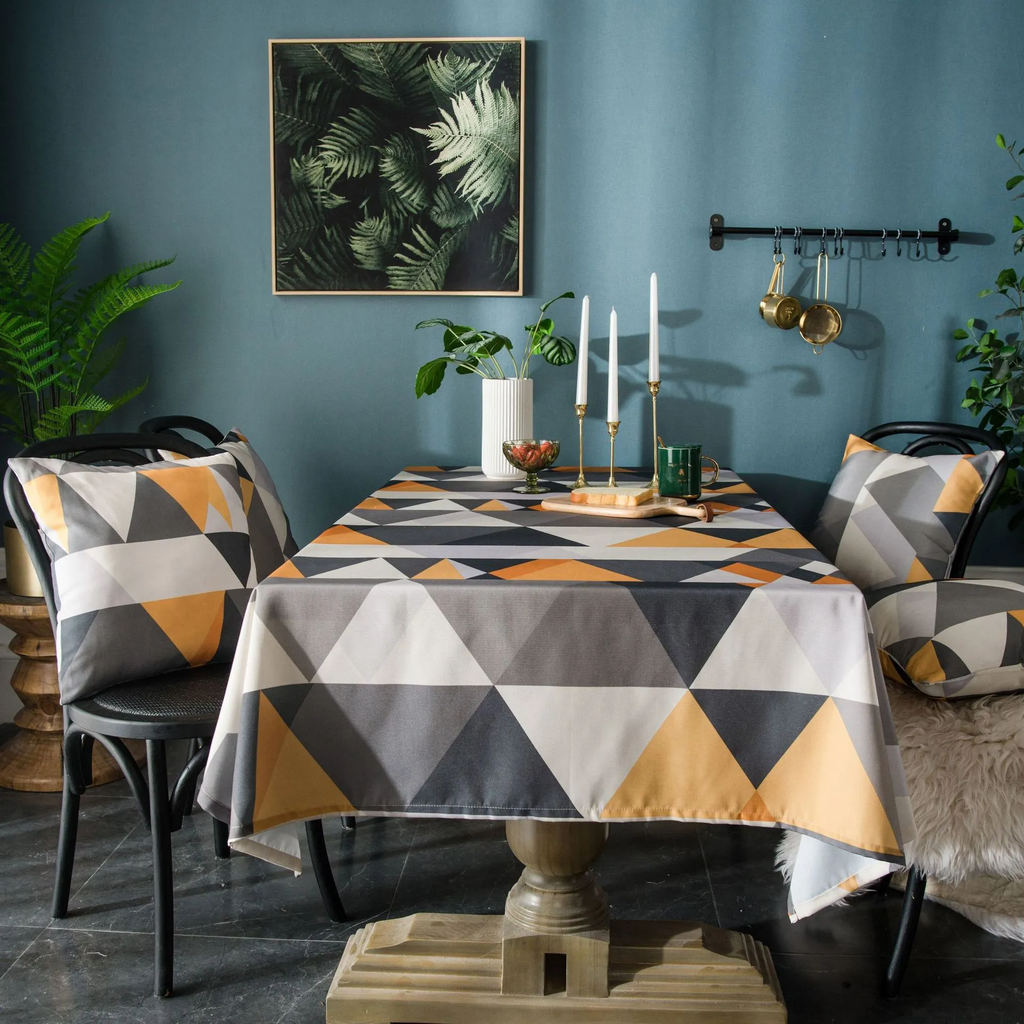 Rectangular Waterproof Nordic Geometric Pattern Dining Table Cloth