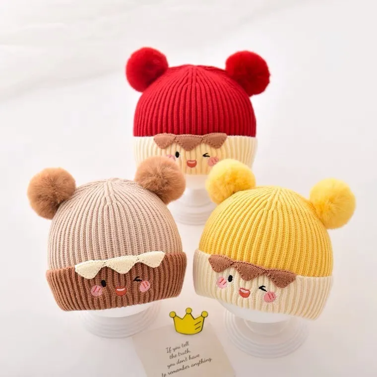 (Buy 1 Get 1) Kids Autumn Winter Casual Cute Fur Ball Knitwear Hat