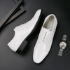 Men Fashion Pointed Toe Lace-Up Micro Leather Shoes