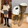 Winter Women Fashion Solid Color Belt Buckle Knee Boots