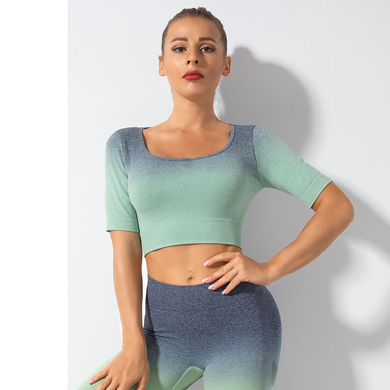 Women Casual Short-Sleeved Sports Yoga Crop Top