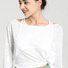 Women Casual Loose Solid Color Round Neck Long Sleeve Sports Top