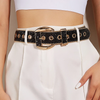 Women Fashion Oval Alloy Needle Buckle Rhinestone Wide PU Belt