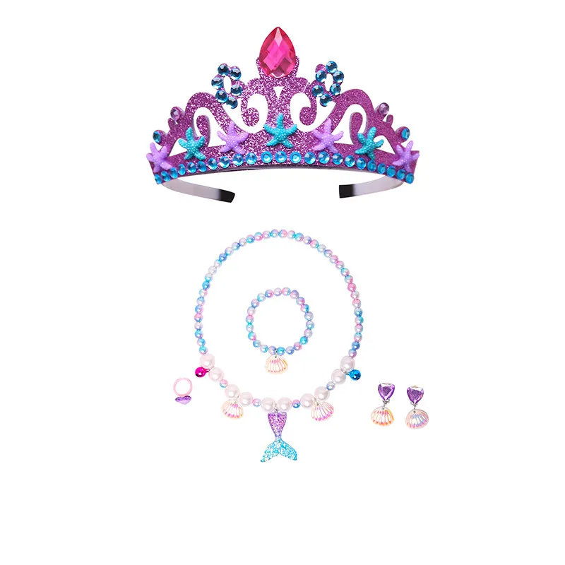 (Buy 1 Get 1) Children Kids Baby Fashion Girls Crown Mermaid Rhinestone Headband Set