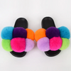 Women'S Winter Fashion Plus Size Multicolor Fur Ball Flat Slippers