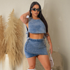 Fashion Women Summer Elastic Two-Piece Sexy Denim Set