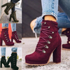 Women Bigger Sizes Lace-Up Design Heeled Martin Boots