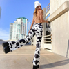 Women'S Fashion Cow Printing Denim Flare Pants