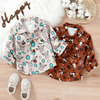 Children Kids Toddlers Fashion Boys Lapel Long-Sleeved Printed Shirt