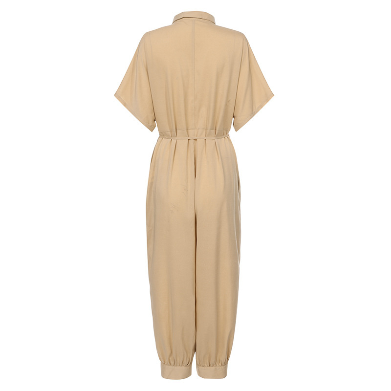 Women Casual Single-Breasted Loose Jumpsuits