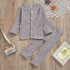 Baby Rib-Knit Long Sleeve Sleepwear Tops Pants Set