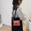 Girls Fashion Houndstooth Pattern Heart Decor Crossbody Bag