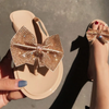 Women Bow Rhinestone Flip-Flop Slippers Shoes