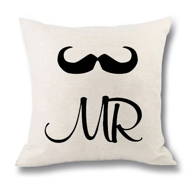 (Buy 1 Get 1)  Modern Simple Letter Print Linen Living Room Rug Cushion Throw Pillowcase