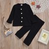 Baby Rib-Knit Long Sleeve Sleepwear Tops Pants Set