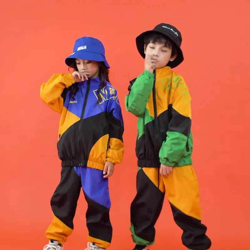 Kids Casual Hip-Hop Color Blocking Long Sleeve Letter Pattern Zipper Coat