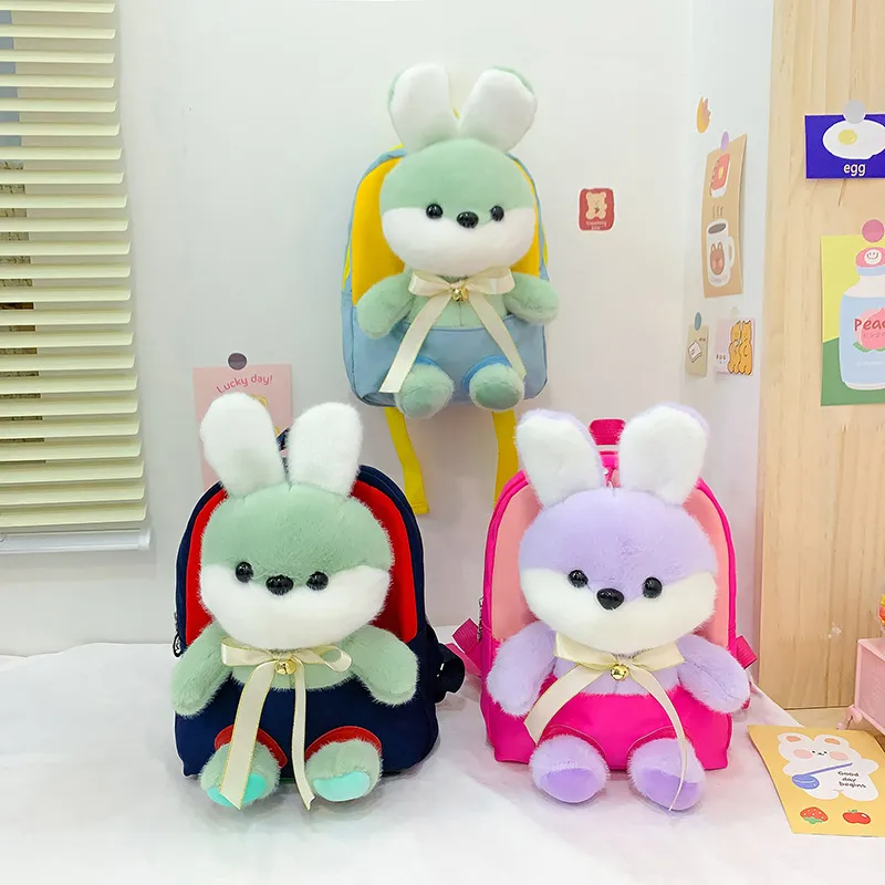 Children Kids Baby Fashion Boys Girls Cartoon Rabbit Doll Plushtoy Backpack School Bag