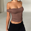 Women'S Fashion Sexy Solid Color Backless Bandage Off-Shoulder Halter Top