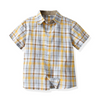 Children Kids Toddlers Fashion Boys Lapel Plaid Short Sleeve Shirt