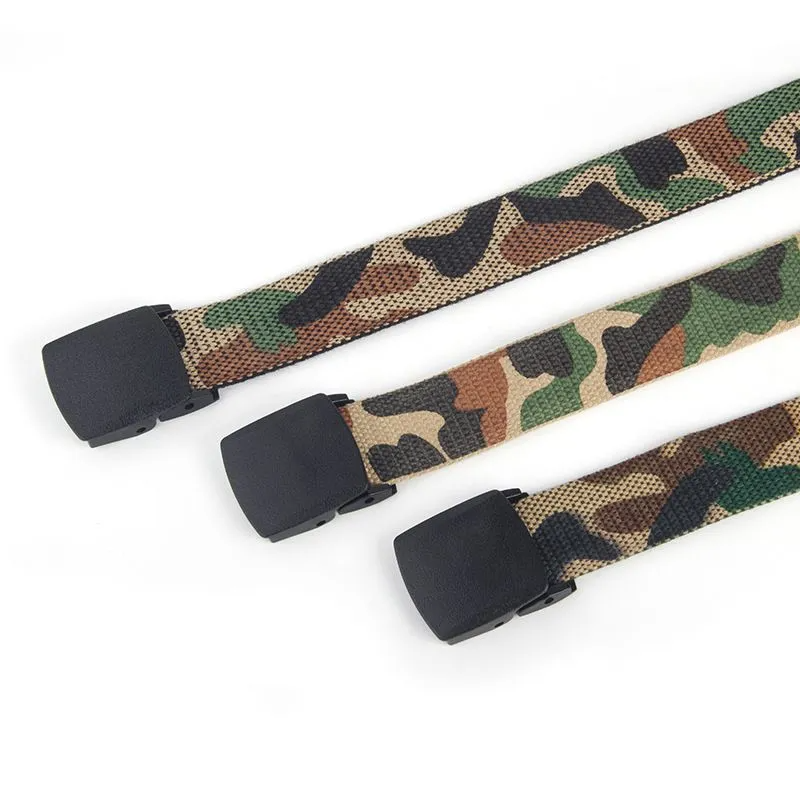 Unique Both Sides Use Men Outdoor Use Classic Camouflage Print Canvas Belt