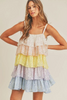 Women Fashion Casual Slip Multi-Layer Rainbow Color Mesh Sequin Dress