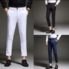 Men Casual Slim Solid Color Mid Waist Pants