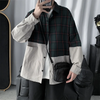 Men Casual Long Sleeve Lapel Single-Breasted Pocket Design Plaid Printed Color Blocking Shirt