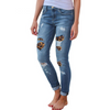 Fashion Leopard Print Patchwork Design Pencil Skinny Jeans