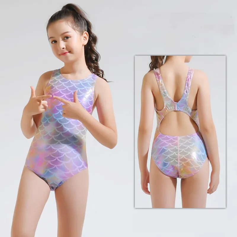 Kids Girls Cute Shining Bathing Mermaid Beachwear One Piece Swimwear