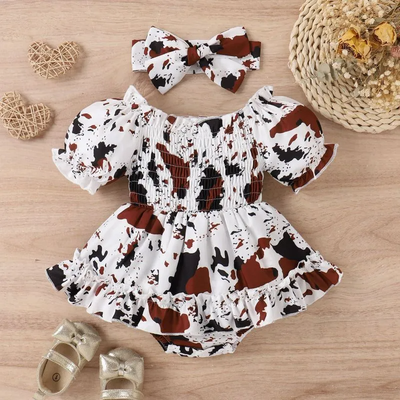 Baby Girls Leopard Print Short Sleeve Romper