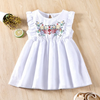 Baby Girls Cute Solid Color Sleeveles Cotton Embroidered Flowers Dresses